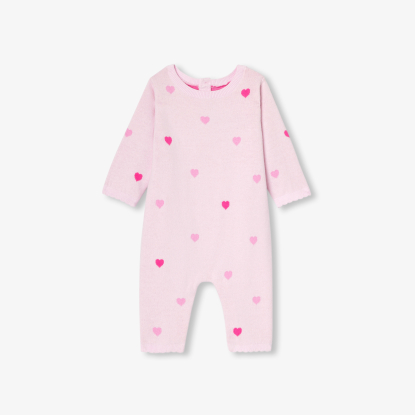 Baby girl heart knit jumpsuit
