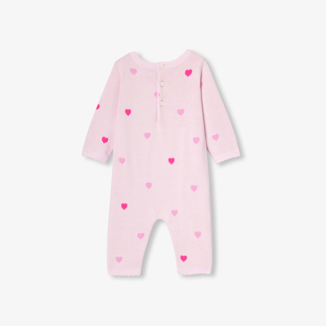 Combinaison bébé fille en tricot motif cœur Combinaison bébé fille en tricot motif cœur
