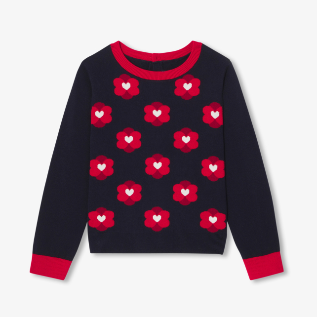 Pull enfant fille jacquard fleur Pull enfant fille jacquard fleur