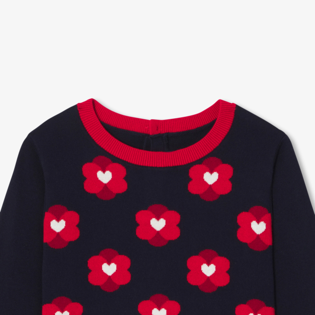 Pull enfant fille jacquard fleur Pull enfant fille jacquard fleur