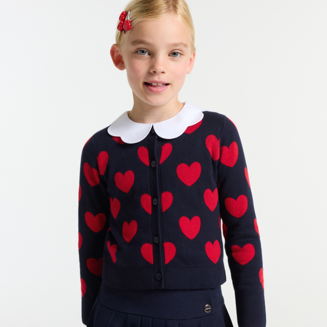Girl jacquard heart cardigan Girl jacquard heart cardigan