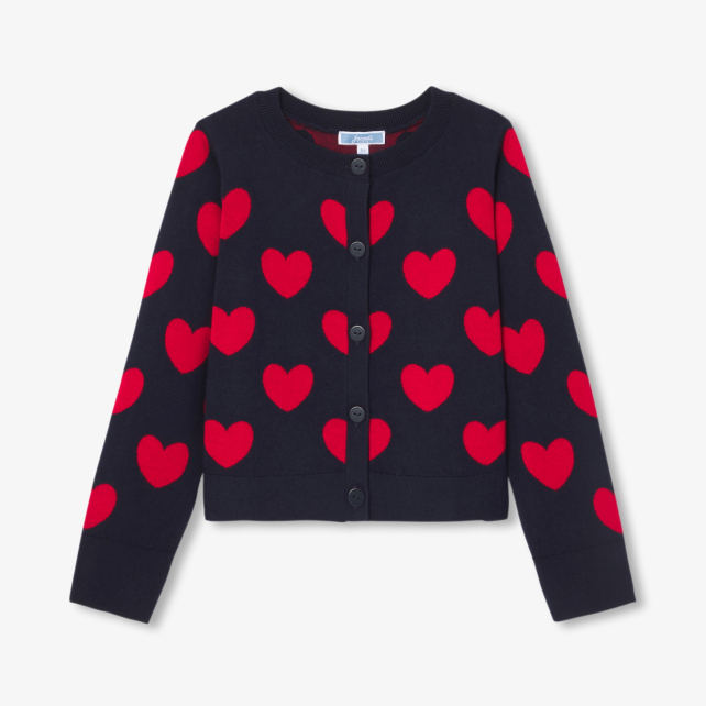 Girl jacquard heart cardigan Girl jacquard heart cardigan
