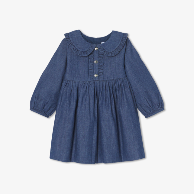 Baby girl dress in light denim Baby girl dress in light denim