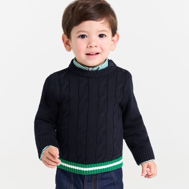 Pull bébé garçon en maille torsadée