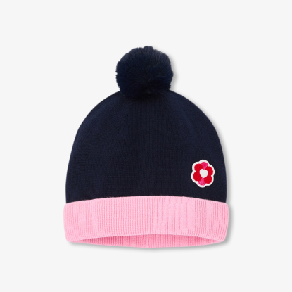 Bonnet bébé fille à pompon
