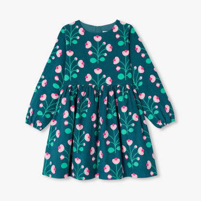 Robe enfant fille en velours milleraies