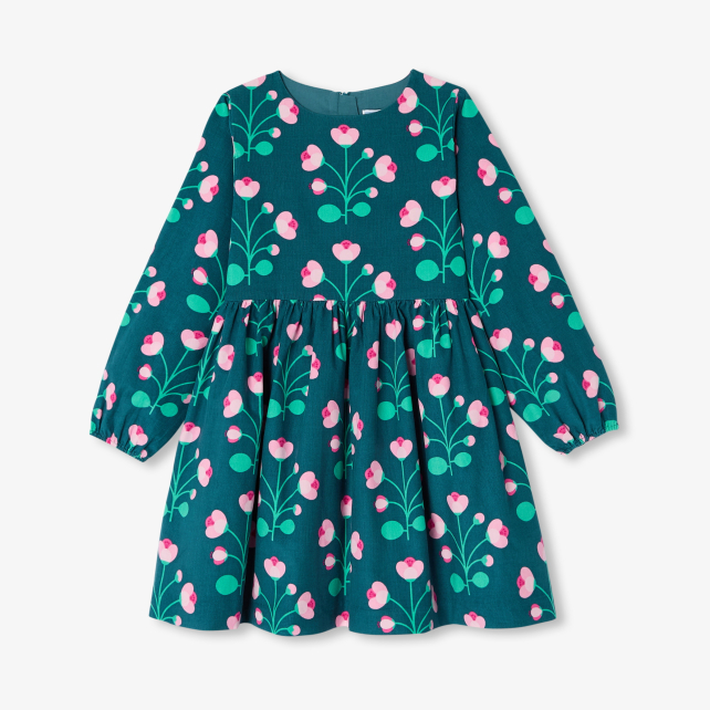 Robe enfant fille en velours milleraies