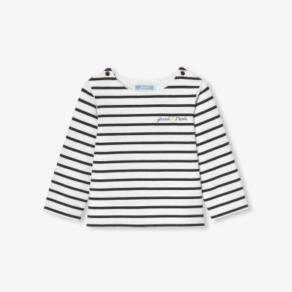 Baby girl Breton tee in lightweight fleece