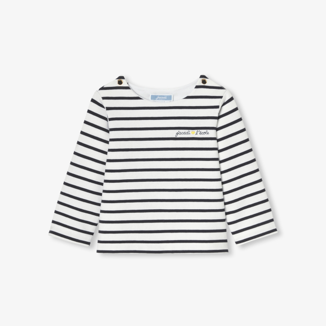 Baby girl Breton tee in lightweight fleece