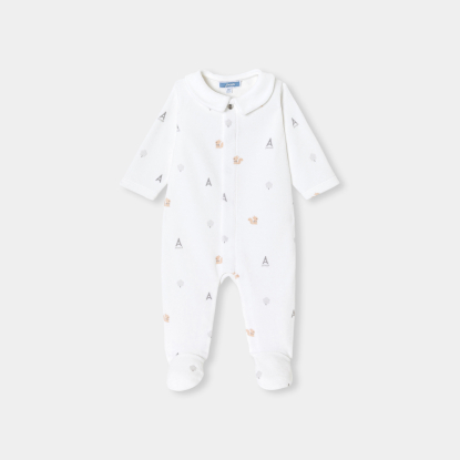 Baby boy pyjamas in printed velvet