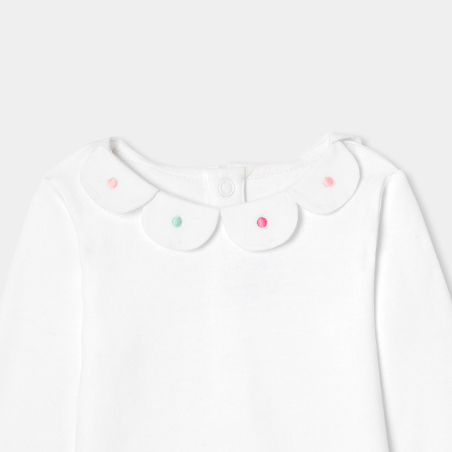 Baby girl bodysuit with petal collar Baby girl bodysuit with petal collar