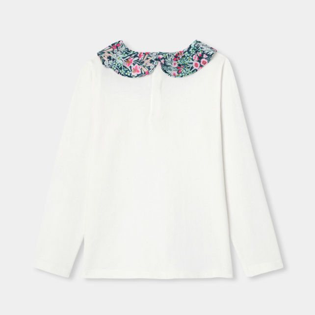 T-shirt enfant fille à col en tissu Liberty T-shirt enfant fille à col en tissu Liberty