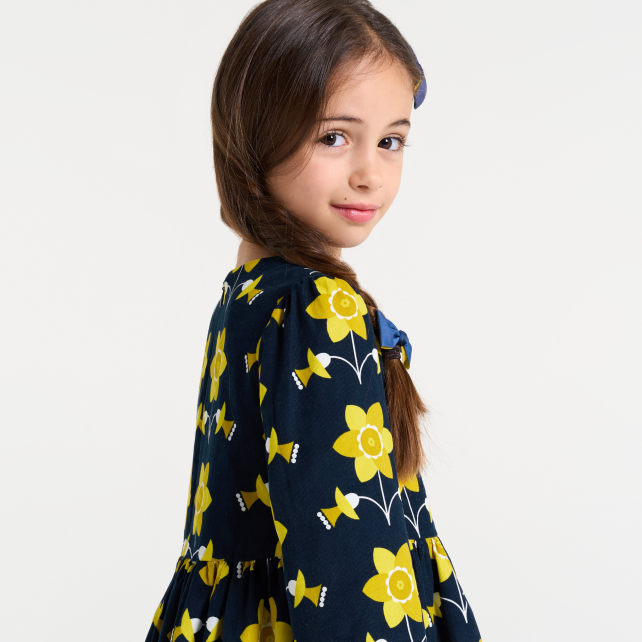 Robe enfant fille en velours milleraies