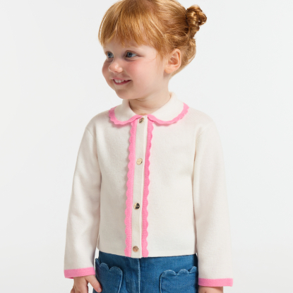 Baby girl cardigan with Peter Pan collar
