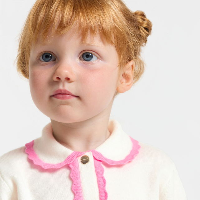 Baby girl cardigan with Peter Pan collar