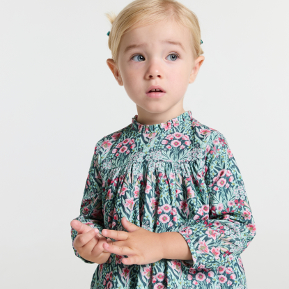 Baby girl dress in velvet Liberty fabric