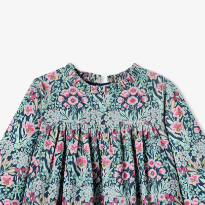 Baby girl dress in velvet Liberty fabric